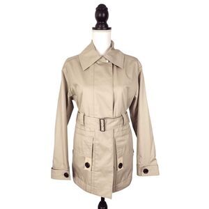 COACH Khaki Belted Utility Jacket Short Trench Coat Size 2